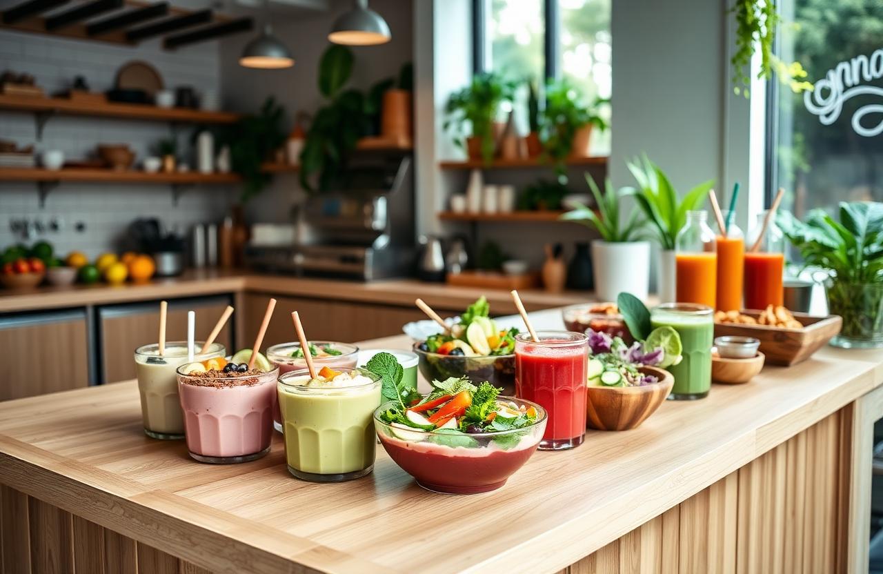Fresh organic smoothies, juices, and salads at The Good Life Organic Kitchen