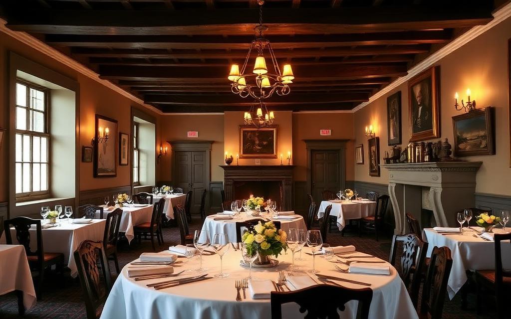 Historic 18th-century dining room at Peter Pratt's Inn