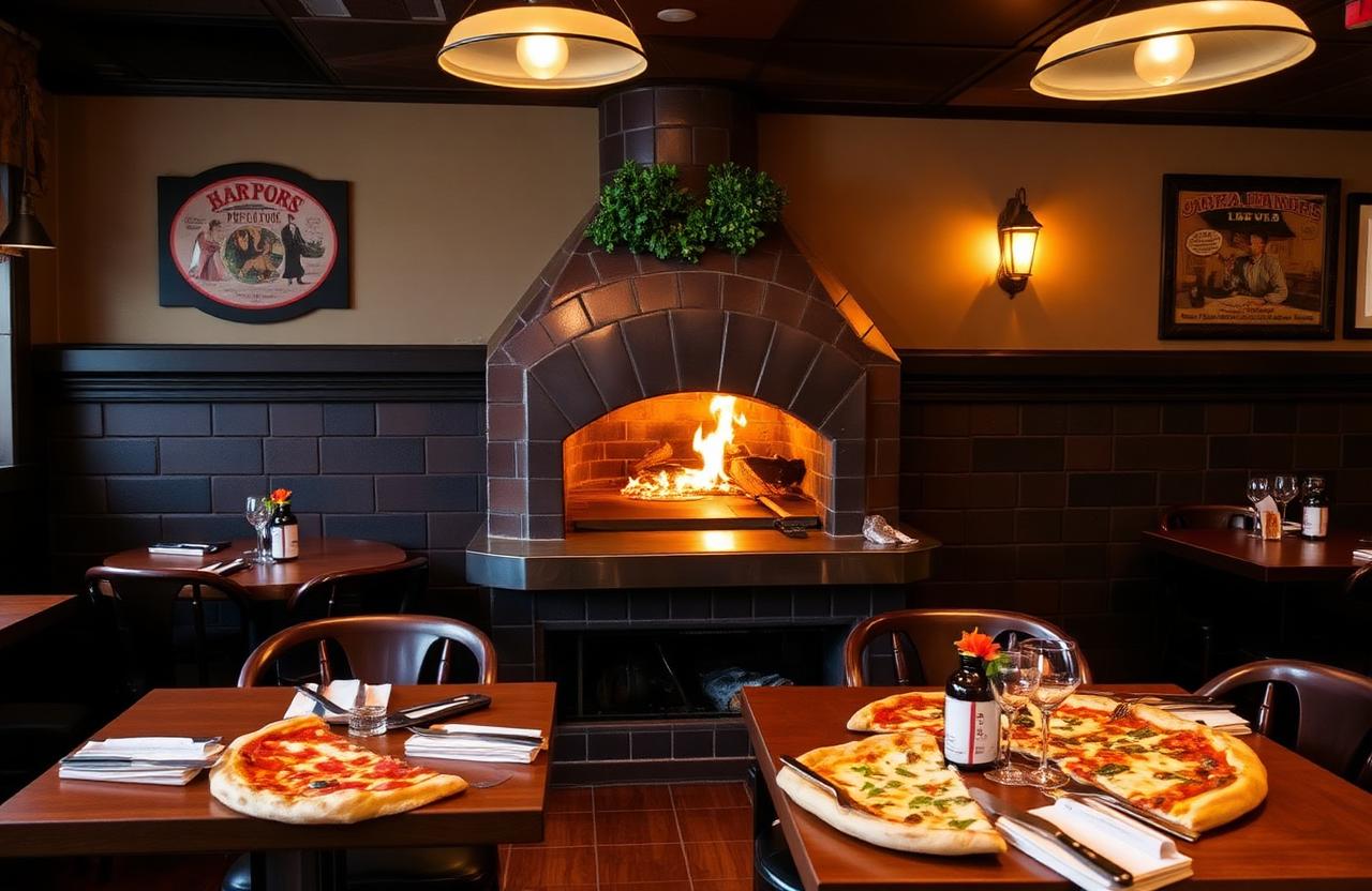 Turco's Restaurant & Pizzeria interior with wood-fired oven